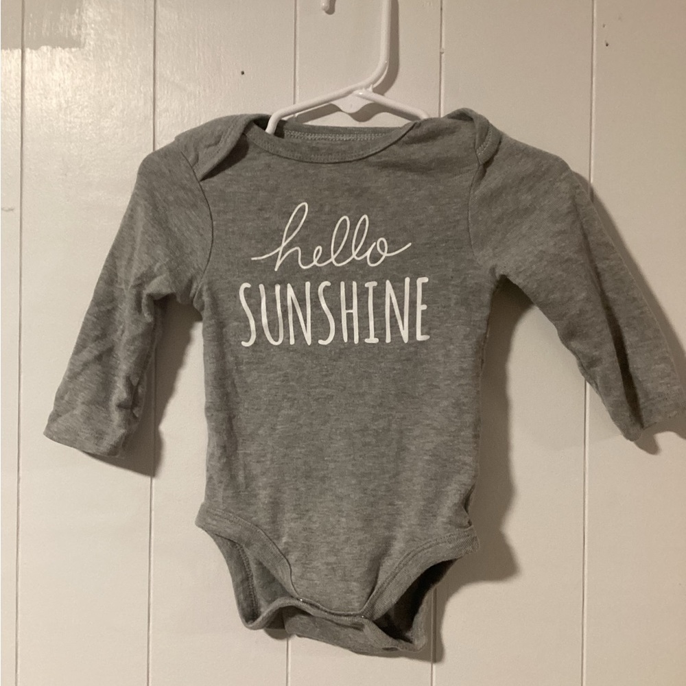 3-6 Months Cloud Island Two Long Sleeve Onesies, Grey and Black Color